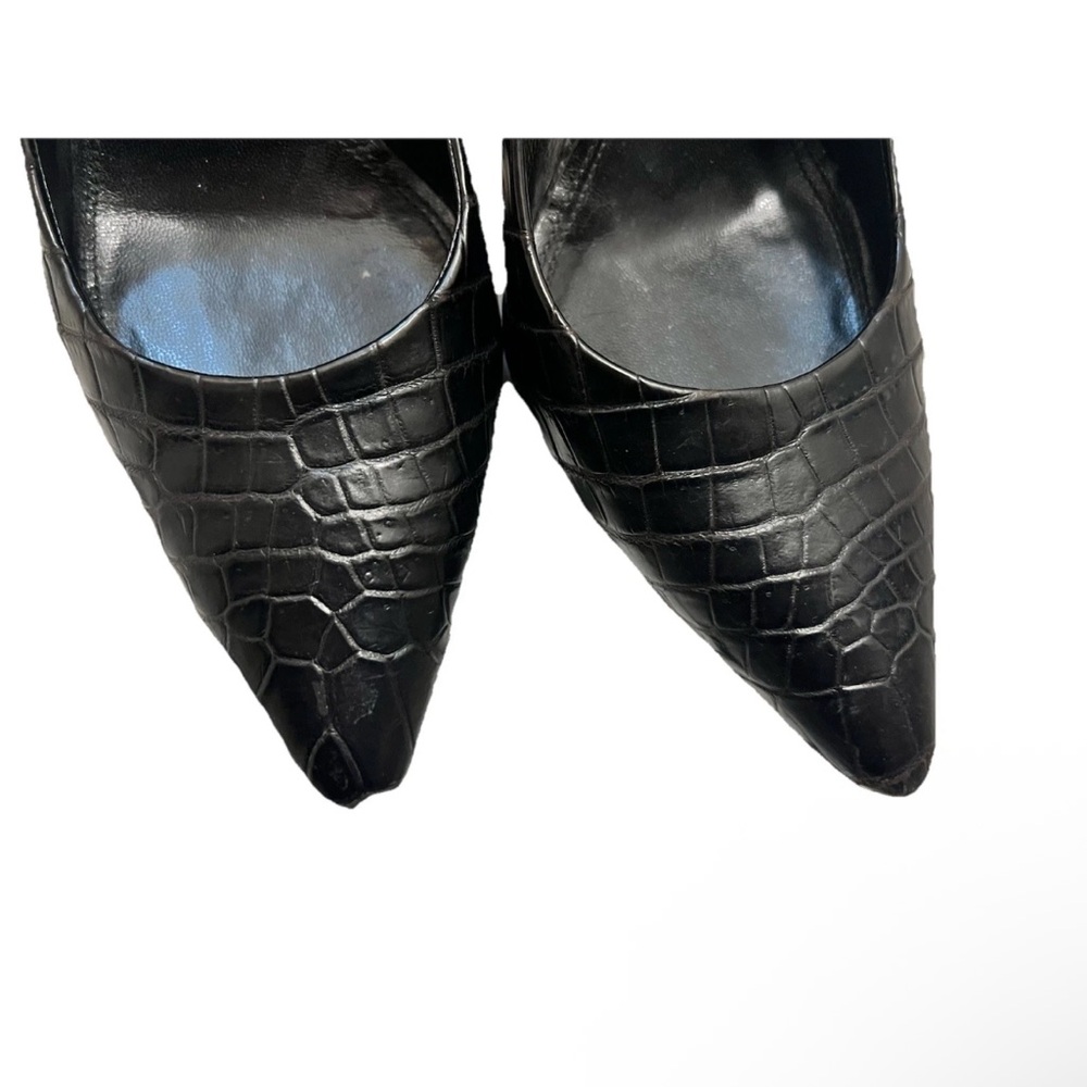 Ralph Lauren Purple Collection Black Croc Embossed Pumps size 7B Made in Italy - Picture 3 of 9